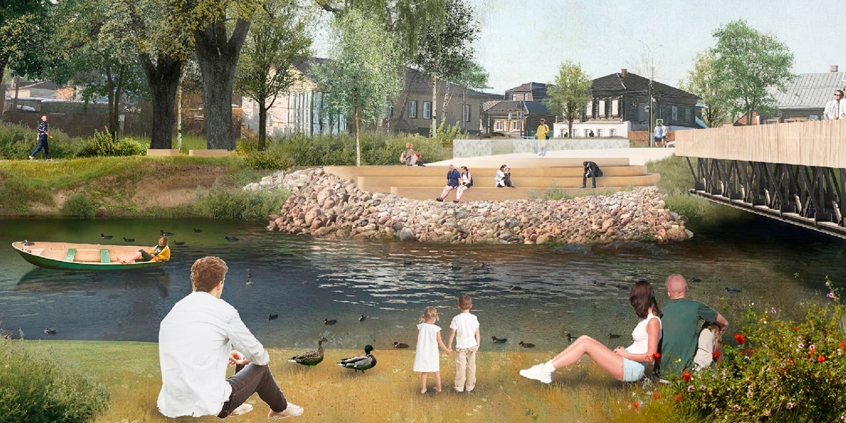 Амфитеатр с выходом к воде: в Судогде вовсю кипит работа по благоустройству набережной