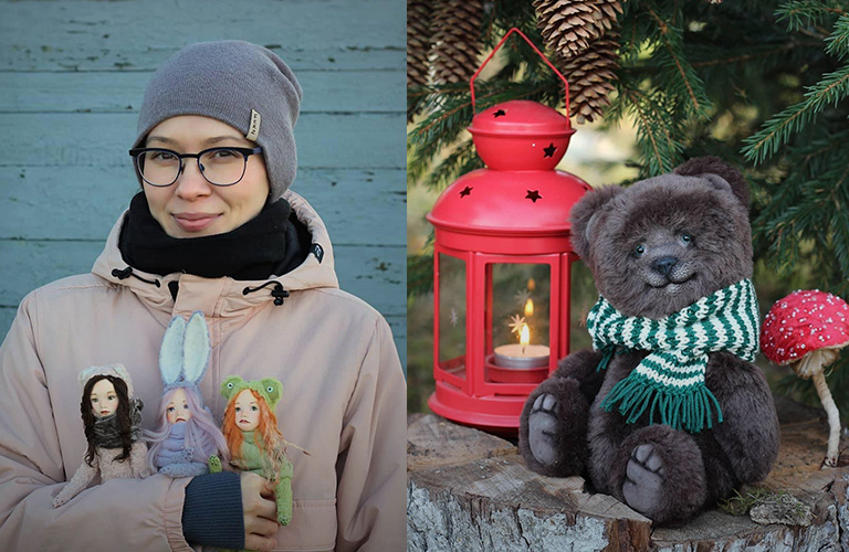 Отреставрированные игрушки, тискательные мишки и фэнтезийные куклы Юлии Акимовой