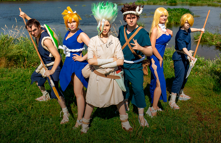 На берегу Клязьмы ожили герои популярного аниме «Доктор Стоун»