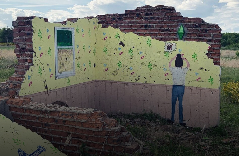 «The Sims» на заброшке. Райтер Мишкин вписал персонажа игры в окрестности Владимира