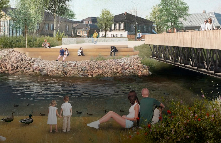 Амфитеатр с выходом к воде: в Судогде вовсю кипит работа по благоустройству набережной