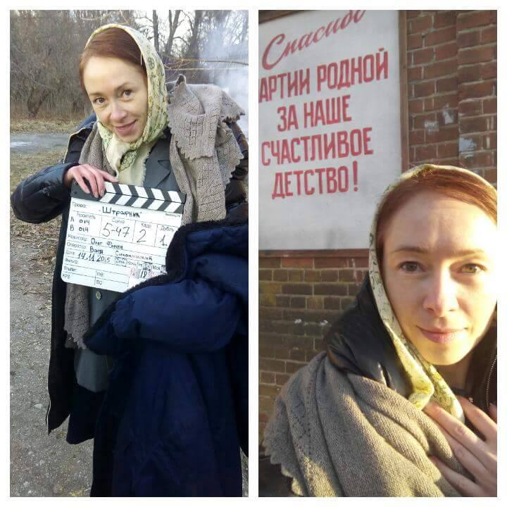 Александра Морозова на съемках сериала «Штрафник»