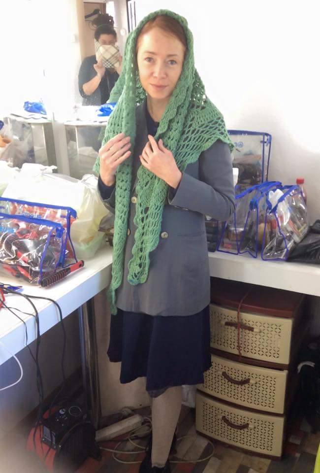 Александра Морозова на съемках сериала «Штрафник»