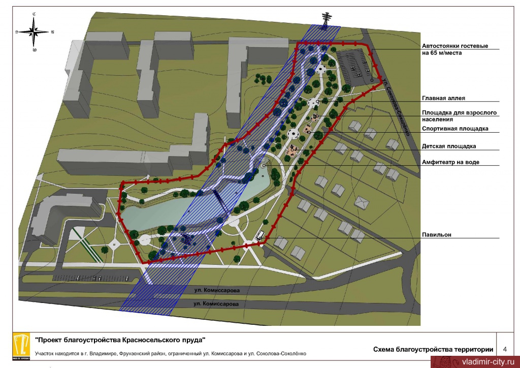 Берег пруда на улице Комиссарова