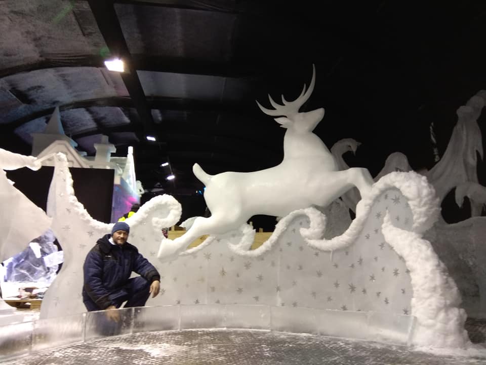 Скульптор Илья Шанин на фестивале в городе Зволле воссоздал изо льда Гарри Поттера