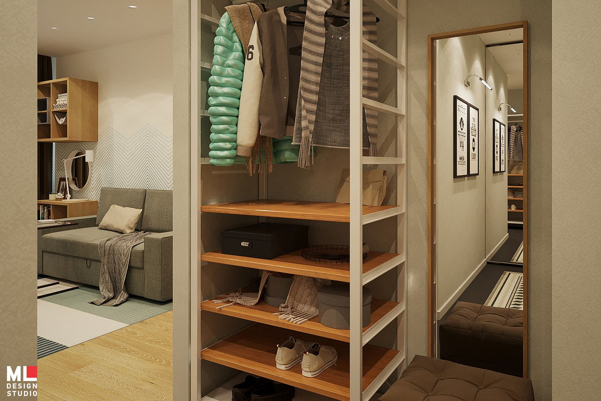 Дизайн интерьера в однокомнатной квартире по проекту Марии Мухаевой