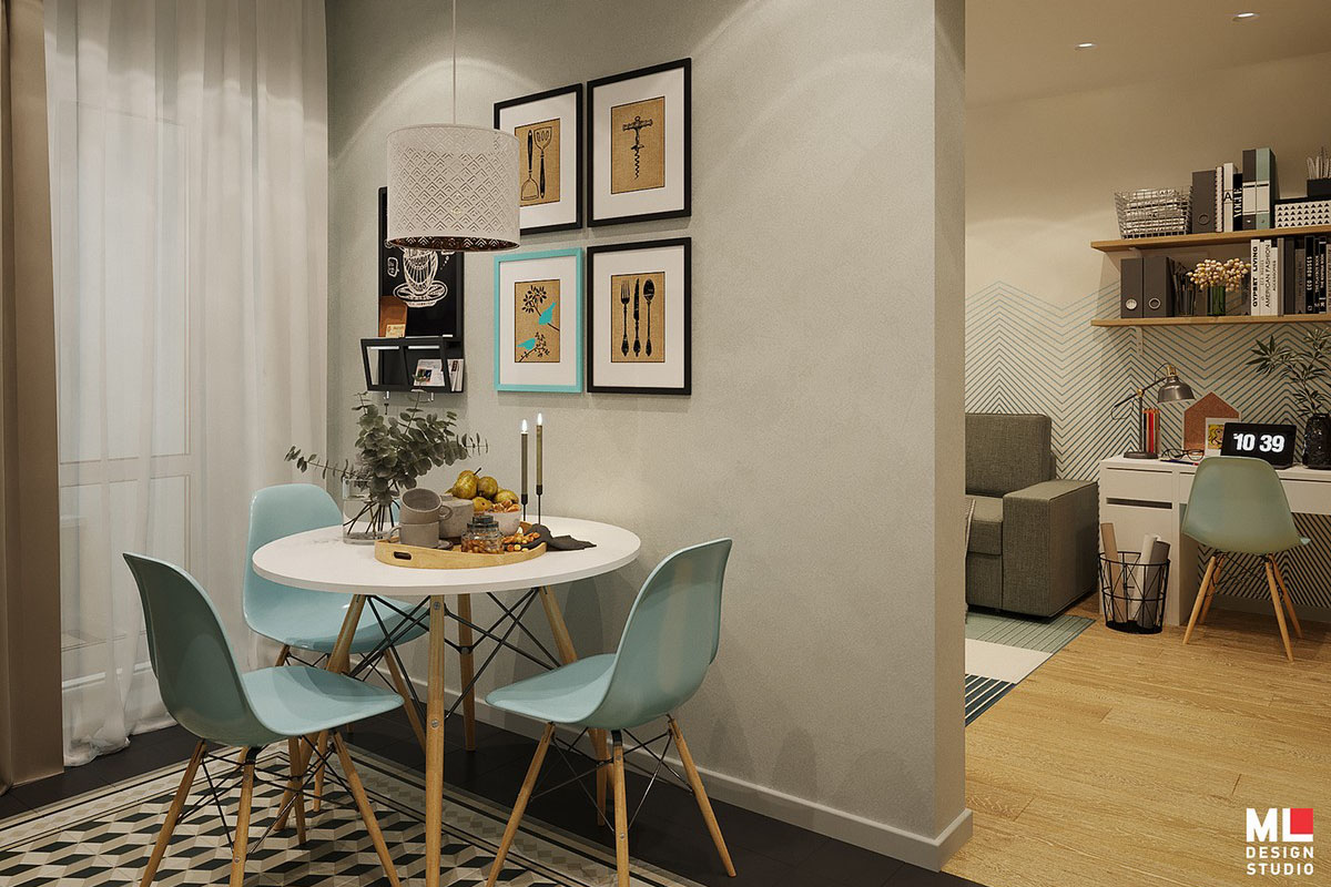 Дизайн интерьера в однокомнатной квартире по проекту Марии Мухаевой