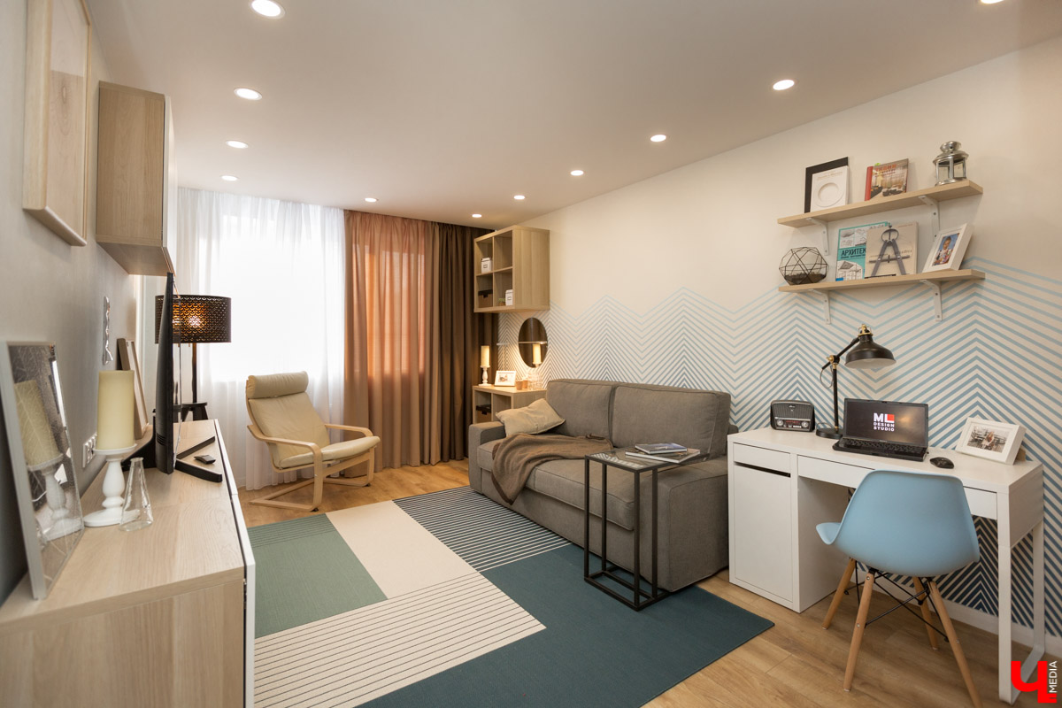 Дизайн интерьера в однокомнатной квартире по проекту Марии Мухаевой