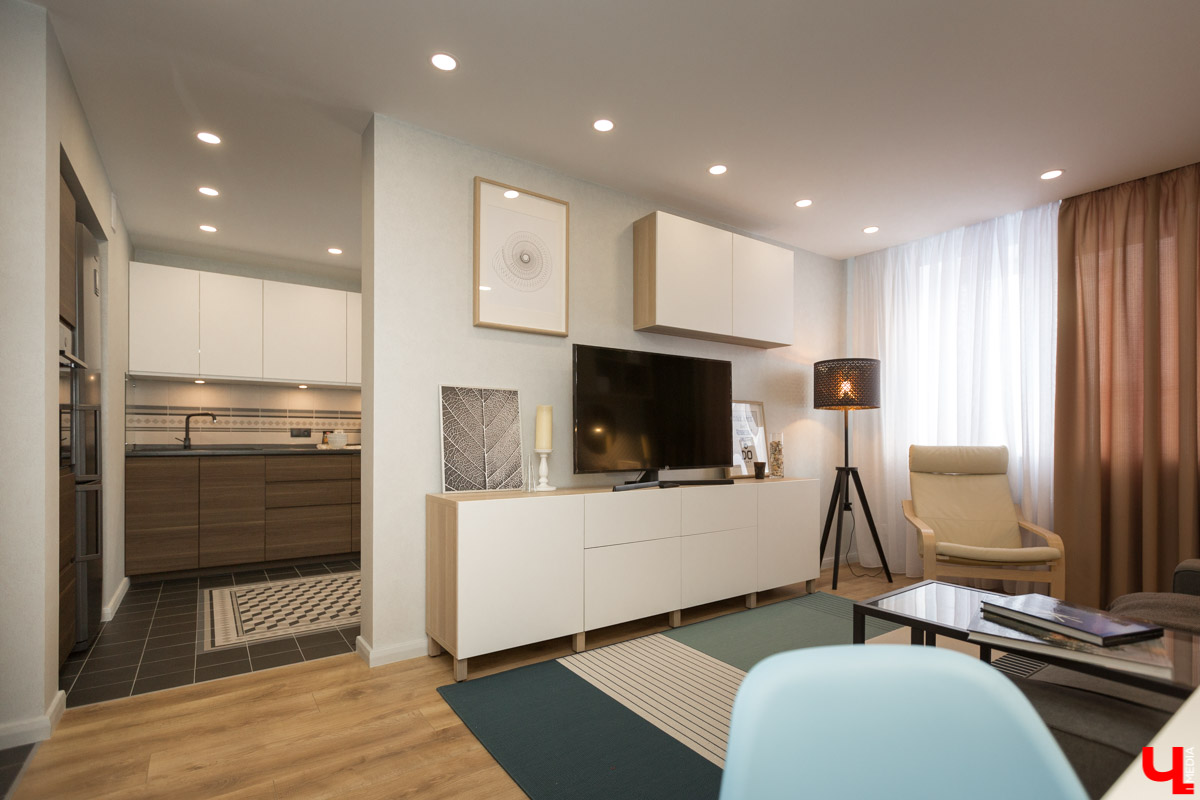 Дизайн интерьера в однокомнатной квартире по проекту Марии Мухаевой