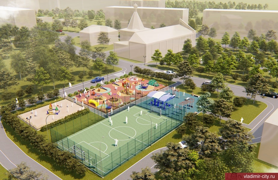 Макет сквера в микрорайоне Оргтруд во Владимире