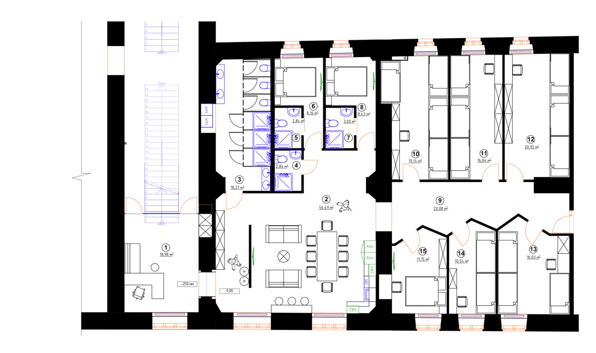 На страницы журнала № 1 в России о дизайне и интерьере попали фото владимирского хостела, где потолки более четырех метров, а каждая комната названа именем европейского города. Мы взглянули на этот уникальный объект, расположенный в доме 1863 года постройки.