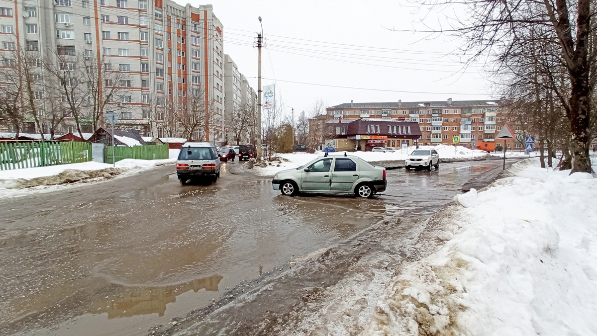 Как только на улице «устаканилась» плюсовая температура, подтаявший снег образовал полчища луж, по которым приходится ходить и ездить владимирцам. Всю эту «красоту» запечатлели местные умельцы.