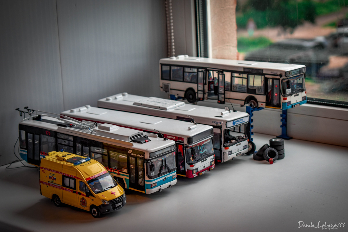 Владимирец Данила Лобанов собрал модель юбилейного троллейбуса в масштабе 1:43. На работу ушло 7 месяцев и около 20 тысяч рублей. За основу был взять транспорт самого популярного в городе 8-го маршрута. Свет в салоне работает, двери открываются, штанги поднимаются. Осталось добавить лишь голосовое сопровождение «До Рябинки» и можно выпускать в рейс.