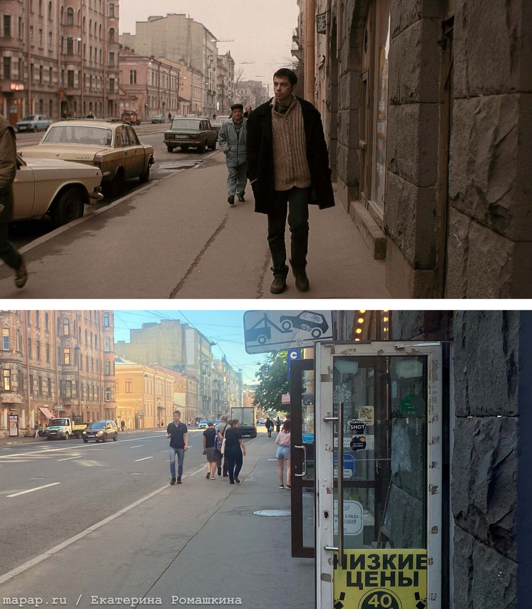 На новогодних каникулах владимирец Александр Пронин, загоревшись желанием создать что-нибудь интересное, сравнил скриншоты из фильма «Один дома — 2» с современными фотографиями Нью-Йорка. Благодаря этому мы узнали, как изменились места съемок культовой картины за 30 лет. Кстати, о «культовом». Для своей второй интерактивной карты Александр выбрал не менее популярный фильм — созданный Алексеем Балабановым и Валерием Переверзем 25 лет назад «Брат».