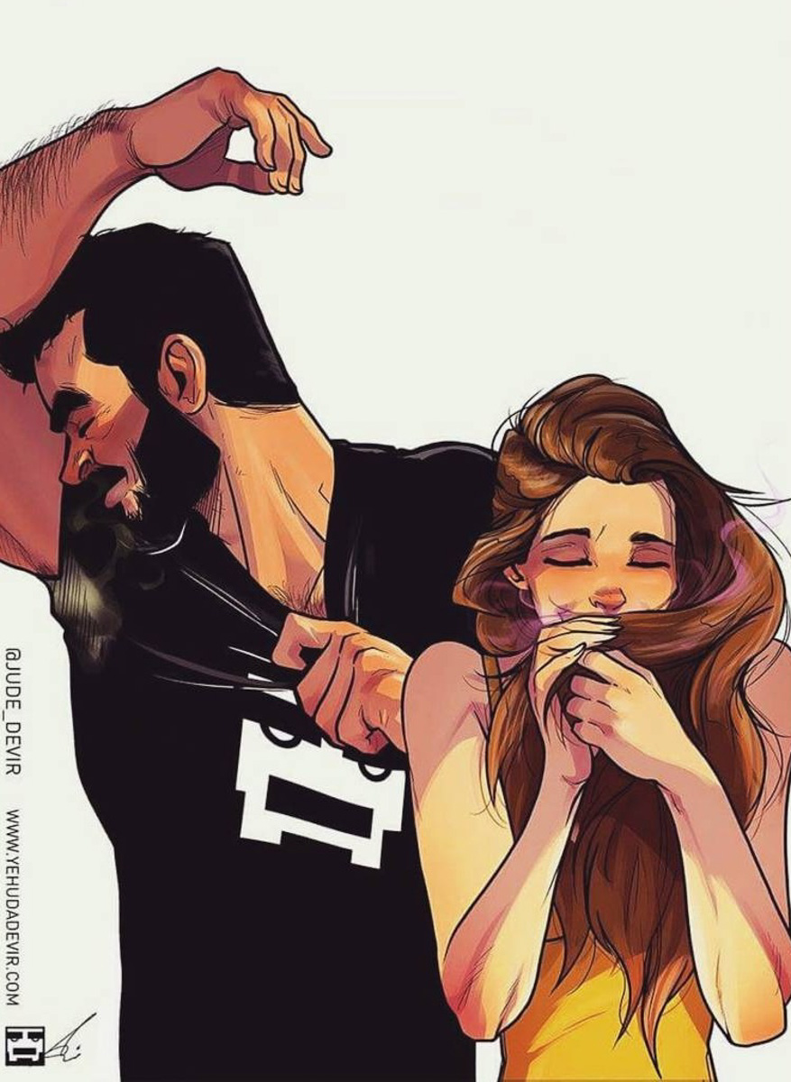 Фотограф Ольга Симкина запечатлела «семейные траблы» юриста Никиты Бельнова и его «возлюбленной», модели Анны Ухаловой. Испуг при взгляде на весы, тёплые объятия после ссоры, совместная уборка — эти и другие ситуации, встречаемые на популярных в Сети рисунках Иегуды Девира, практически незнакомые друг другу владимирцы отыграли с неподдельной искренностью.