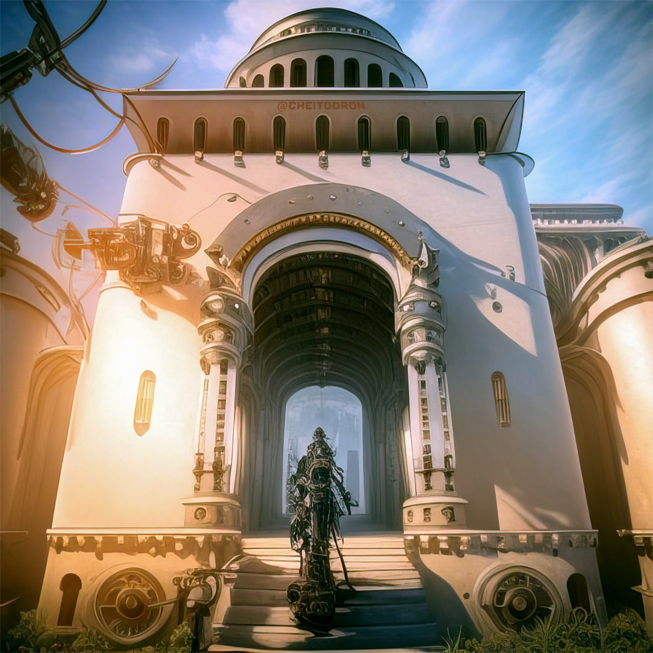 Четыре нейропятницы Telegram-канала «Чей-то дрон» позади. Золотые ворота пронеслись сквозь несколько измерений, город сильно изменился. Технологии не пощадили даже котов! Наслаждаемся эффектным визуалом и узнаём у авторов Telegram-канала, как создаются нерукотворные картины.