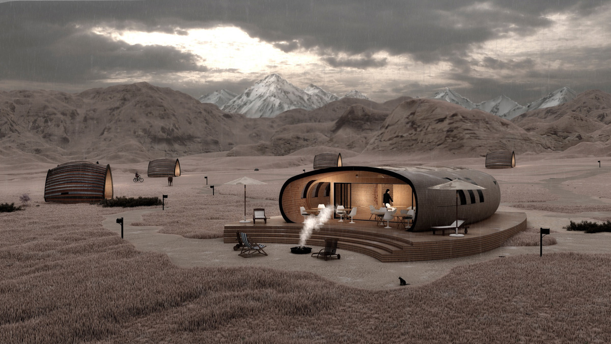 Модульные домики архитектора Артёма Рубцова становятся всё круче. В социальных сетях владимирец называет новый проект глэмпинга на озере Иссык-Куль самым необычным опытом своей команды, и это не пустые слова, ведь её зона комфорта находится между «невозможно сделать» и «не верю, что здание строится». Чем же архитектор удивит путешествующих по Киргизии туристов?