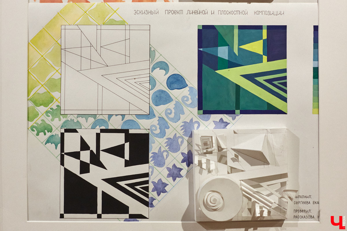 Здравствуйте. Не желаете ли поговорить… о чём угодно, но на языке абстракции? В последний день зимы ЦСК «Флигель» представил необычную по сути своей выставку, состоящую из дебютных работ второкурсников авиамеханического колледжа и, как выяснилось в ходе вернисажа, бесконечного перформанса. Экспозиция «Абстрактный язык в искусстве» будет работать на протяжении целого месяца, а мы расскажем о ней прямо сейчас.