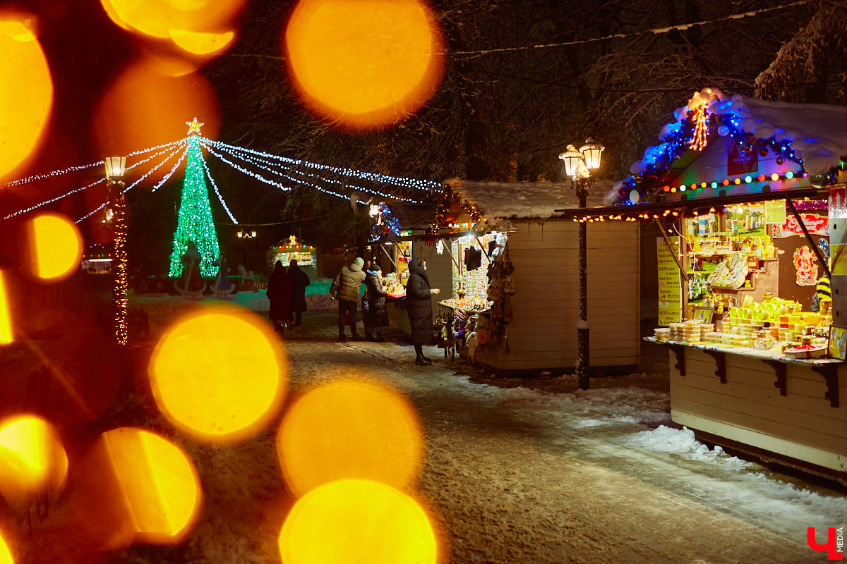 В центре Владимира установили новогоднюю композицию из ландшафтных светильников. Необычный арт-объект появился возле Золотых ворот, издалека он напоминает ледяные скульптуры. Подарил заснеженный лес городу неизвестный спонсор.
