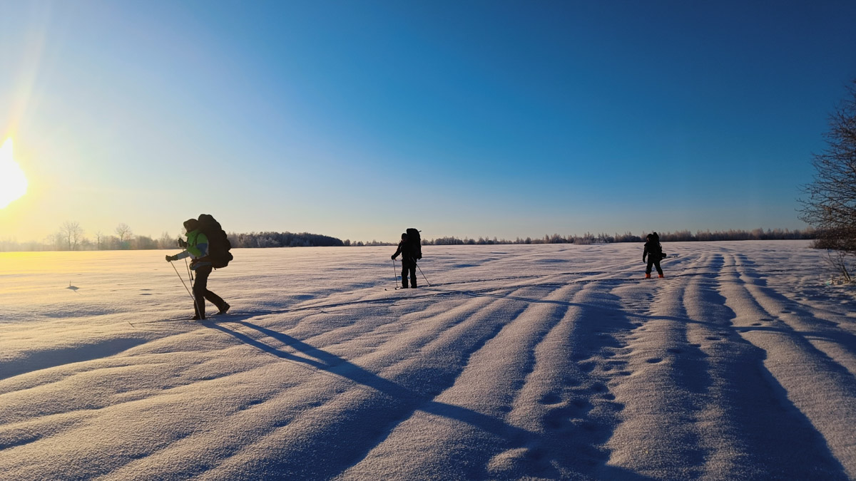 Пока все прятались по домам, владимирские туристы даже не планировали отменять свой традиционный поход. Несмотря на мороз, четверо экстремалов отправились в путешествие на лыжах с ночевкой. За два дня они прошли 40 км по заснеженному маршруту.