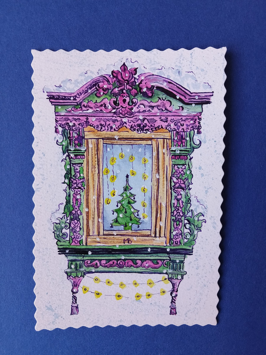 Художница из Перми создала открытки, на которые ее вдохновили наличники Владимира и Суздаля. После путешествия по 33-му региону Вера Морозова с уверенностью заявляет: наши архитектурные элементы кардинально отличаются от тех, что сохранились в других городах.