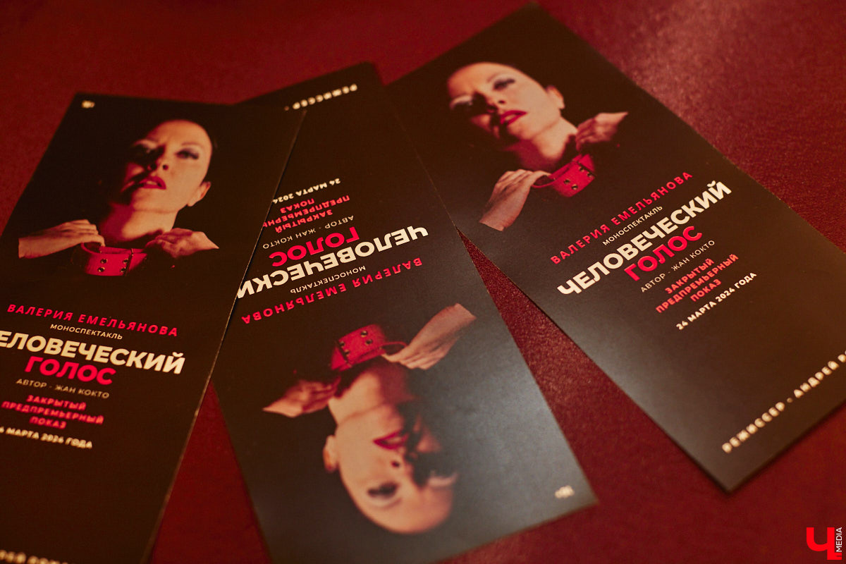Актриса Валерия Емельянова — в прошлом яркая звезда Владимирского академического театра драмы — вернулась на сцену. Ее моноспектакль по пьесе Жана Кокто «Человеческий голос» уже был с успехом обкатан на двух небольших площадках. И вот наконец случилась премьера в Центре культуры и искусства на Соборной, которую посетил «Ключ-Медиа».