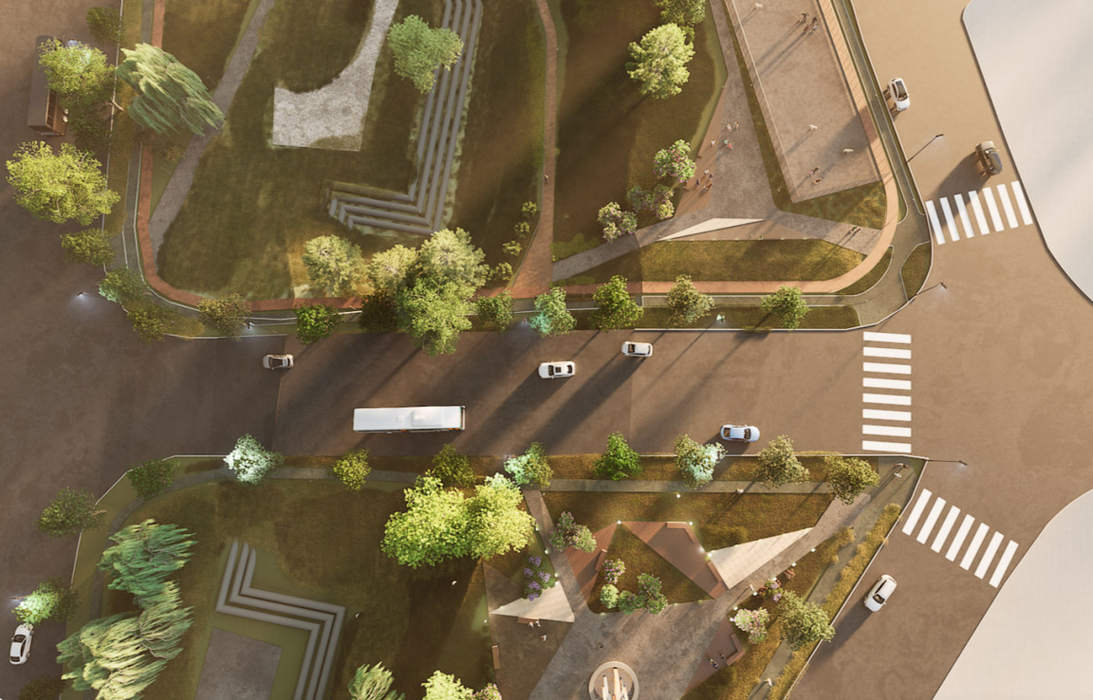 Пока Лыбедская магистраль — недружелюбная для пешеходов территория. Но эта ситуация скоро изменится. Там появится линейный парк с озеленением и точками притяжения, который должен замкнуть контур туристического маршрута по границам древнего города. С проектом благоустройства «Ключ-Медиа» познакомили его авторы.