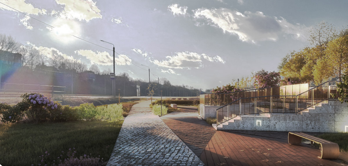 Пока Лыбедская магистраль — недружелюбная для пешеходов территория. Но эта ситуация скоро изменится. Там появится линейный парк с озеленением и точками притяжения, который должен замкнуть контур туристического маршрута по границам древнего города. С проектом благоустройства «Ключ-Медиа» познакомили его авторы.