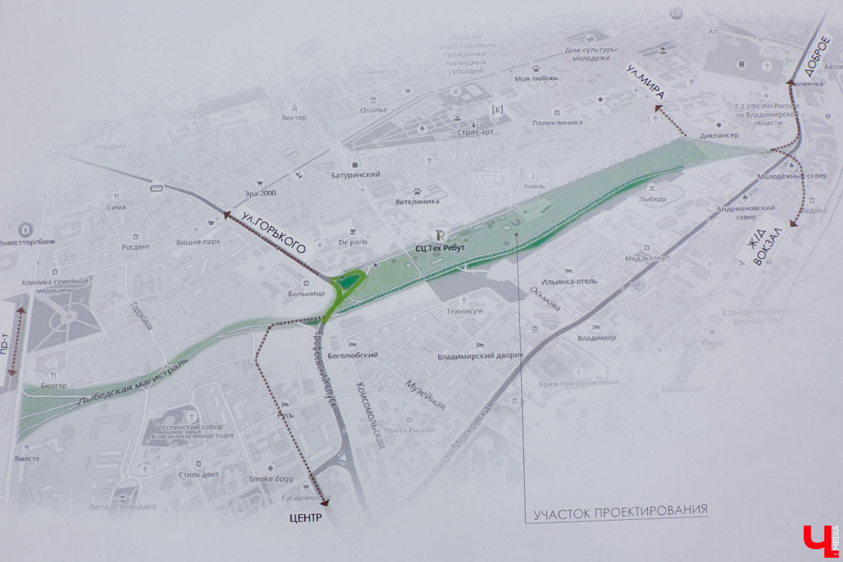 Пока Лыбедская магистраль — недружелюбная для пешеходов территория. Но эта ситуация скоро изменится. Там появится линейный парк с озеленением и точками притяжения, который должен замкнуть контур туристического маршрута по границам древнего города. С проектом благоустройства «Ключ-Медиа» познакомили его авторы.