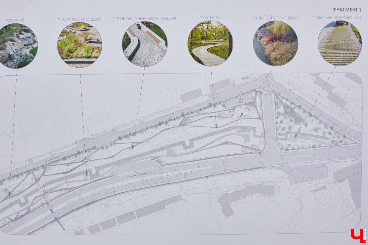 Пока Лыбедская магистраль — недружелюбная для пешеходов территория. Но эта ситуация скоро изменится. Там появится линейный парк с озеленением и точками притяжения, который должен замкнуть контур туристического маршрута по границам древнего города. С проектом благоустройства «Ключ-Медиа» познакомили его авторы.