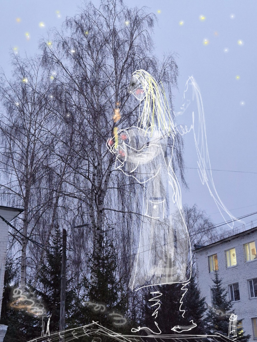 У владимирского реставратора Татьяны Рычковой необычное хобби: она оживляет фотографии. Однажды художница открыла для себя искусство в смартфоне, и теперь в специальном редакторе делает зарисовки прямо на снимках, населяя владимирские локации и объекты разными героями, образами, фигурами.