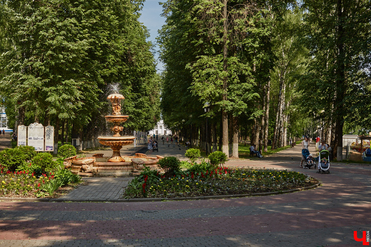 Центральный парк, как и вокзал, является лицом города. И главная зеленая площадка стремится соответствовать такому высокому статусу. Там широкие тенистые аллеи, клумбы, большой освежающий фонтан. Впрочем, если присмотреться, не все так идеально. Что же во владимирском оазисе требует внимания?
