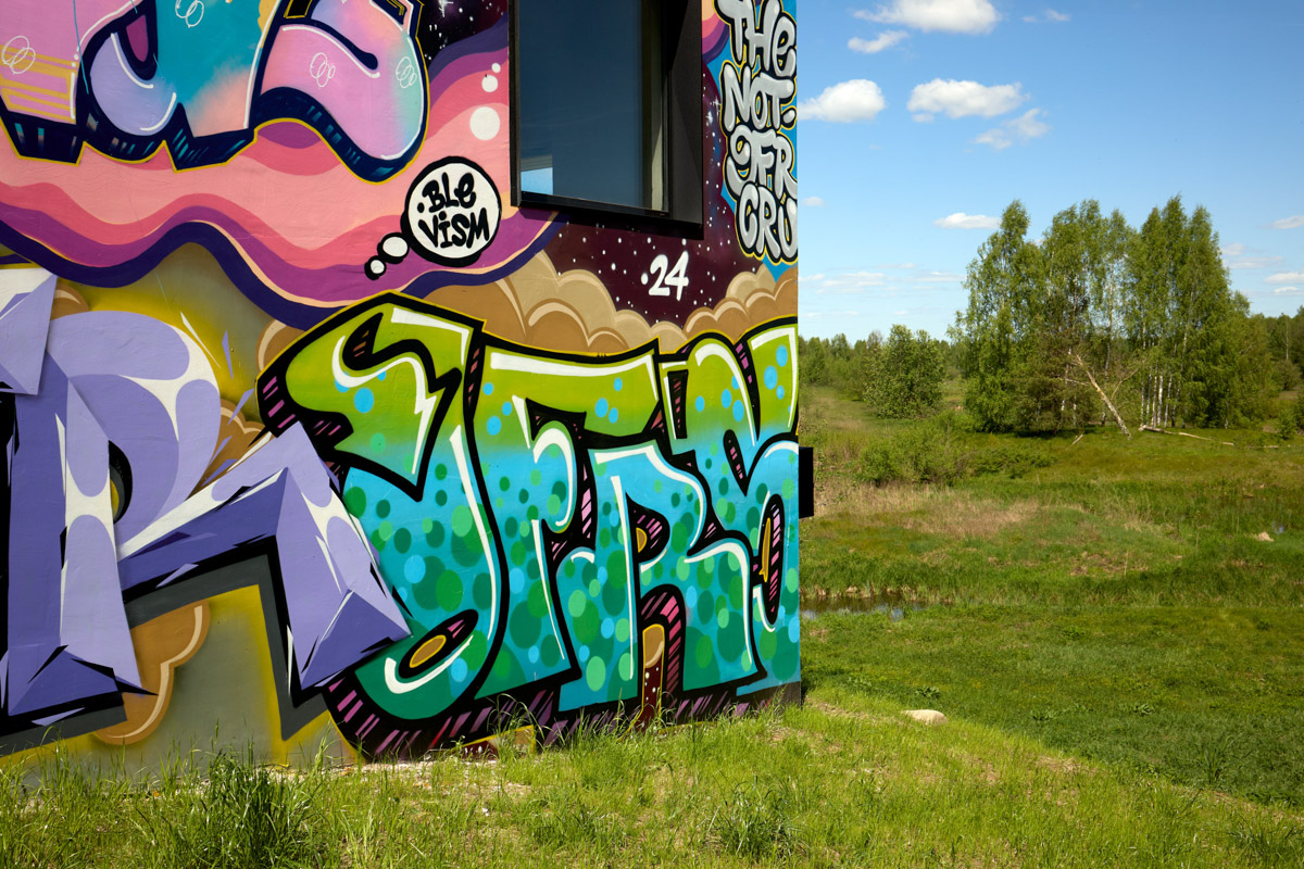 Яркий дом-куб, возведенный в нашем регионе на берегу реки, сразу же привлек внимание. Стены «Дома граффитчика» расписал известный райтер из Владимира — Спайдер. Собственно, для него весь проект и затевался. О новой арт-резиденции уличного художника «Ключ-Медиа» узнал из первых уст.