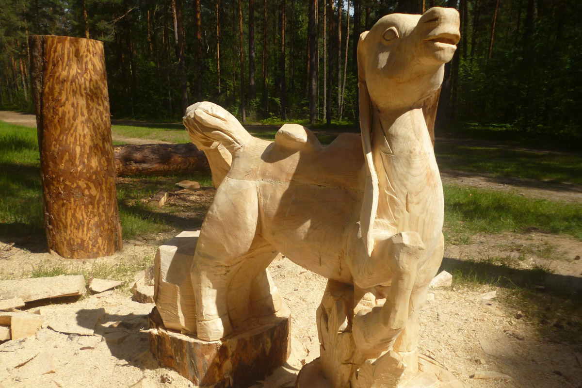 Попасть в сказку просто – достаточно доехать до Гусь-Хрустального и ступить на территорию местного парка. Там силами скульптора Игоря Володина и других мастеров поселились хорошо знакомые персонажи: Баба-яга, Змей Горыныч, богатыри. Всего более 120 героев! А недавно их соседями стали новые деревянные жители, причем прибывшие прямиком из СССР.